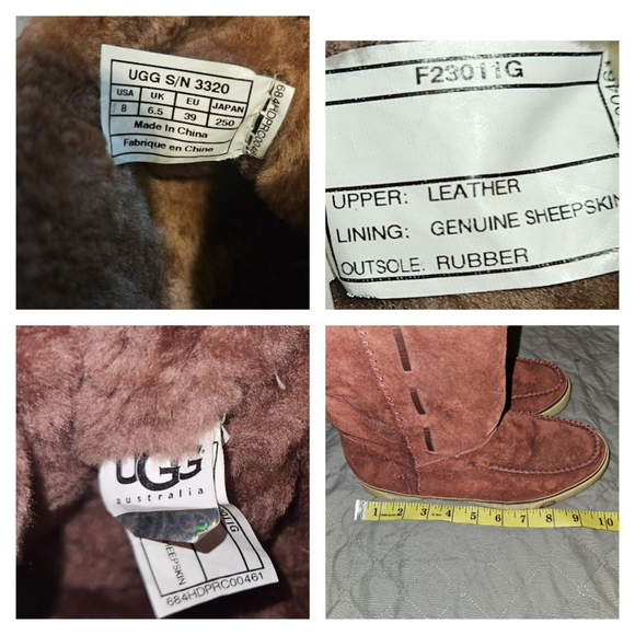 UGG Australia Russet Suede Sheepskin Boots Brown Women's Size 8 - Picture 2 of 12